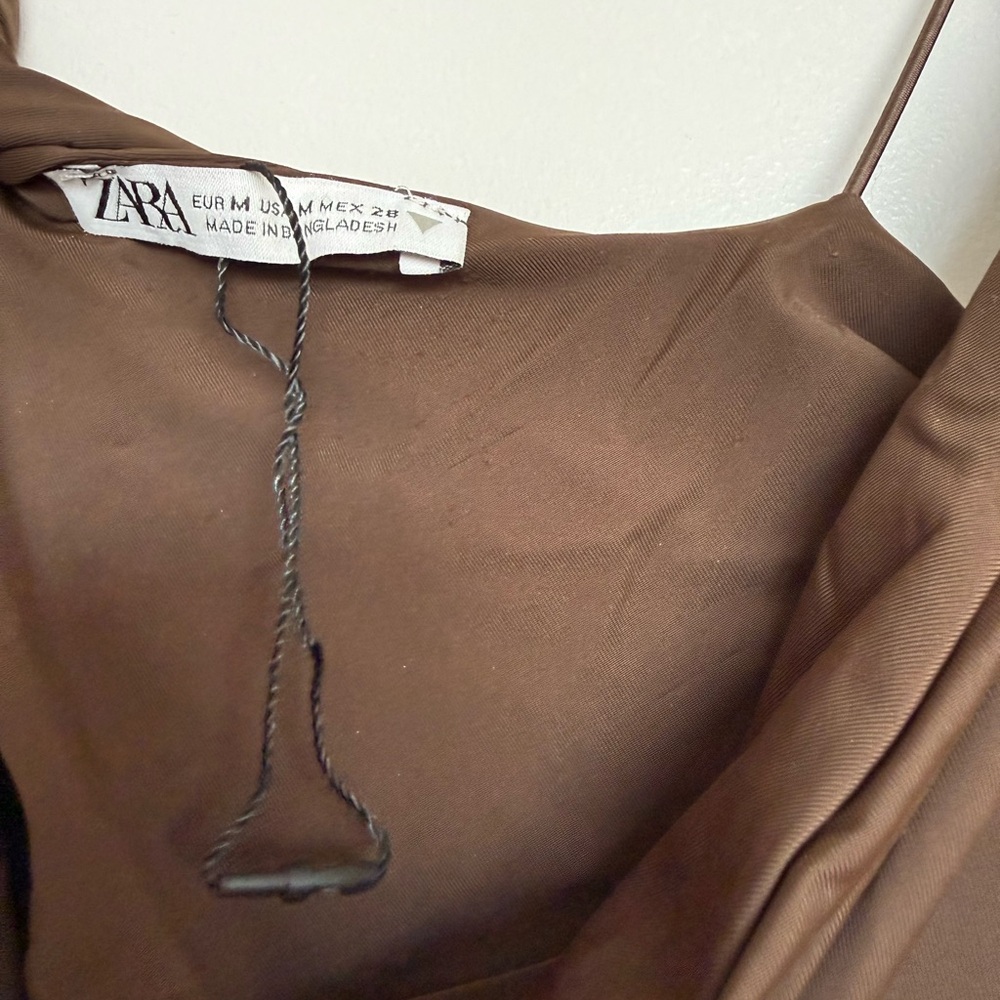 Zara CUT OUT RUCHED DRESS brown - Picture 5 of 5